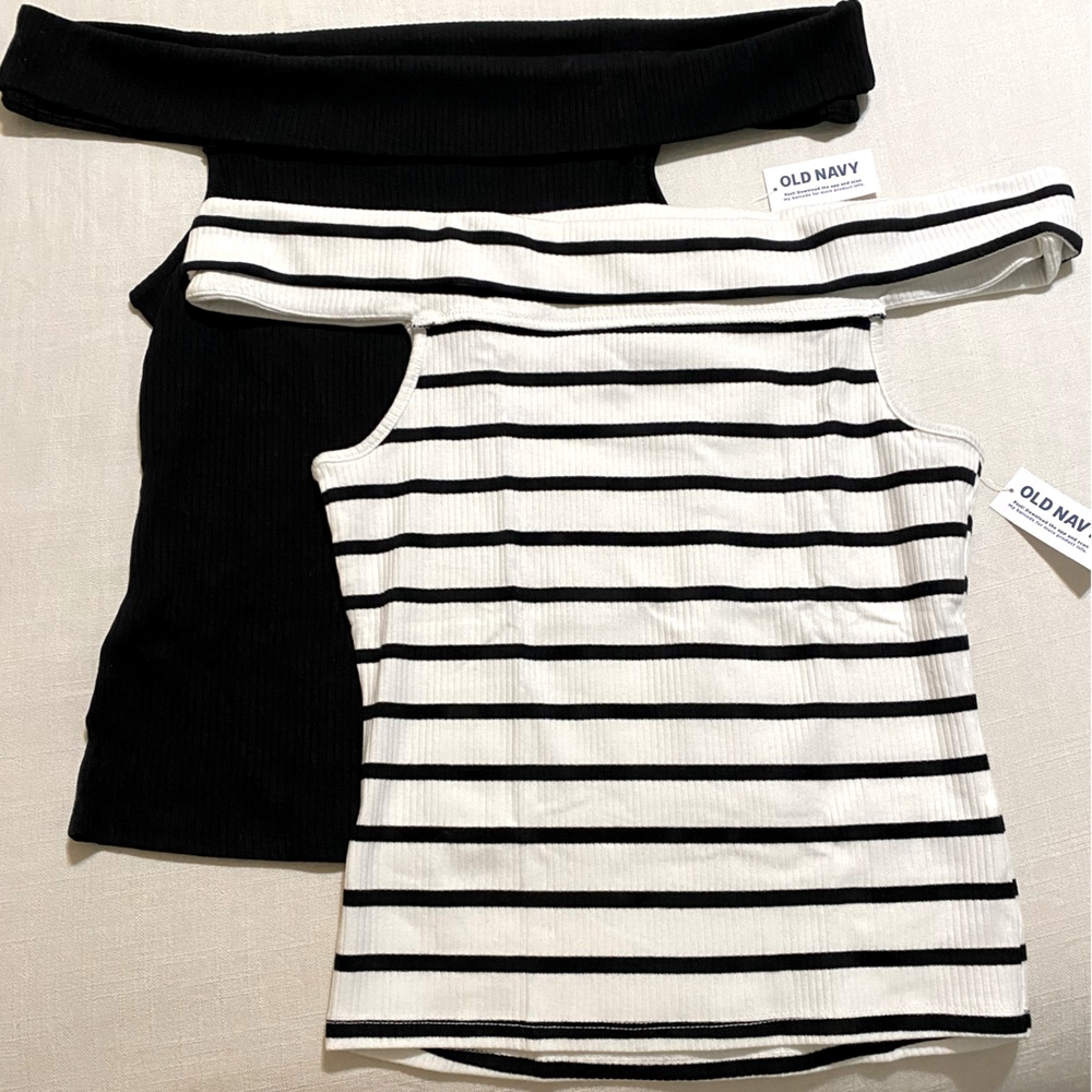 Old Navy Off-the-Shoulder Ribbed Top Lot Of 2